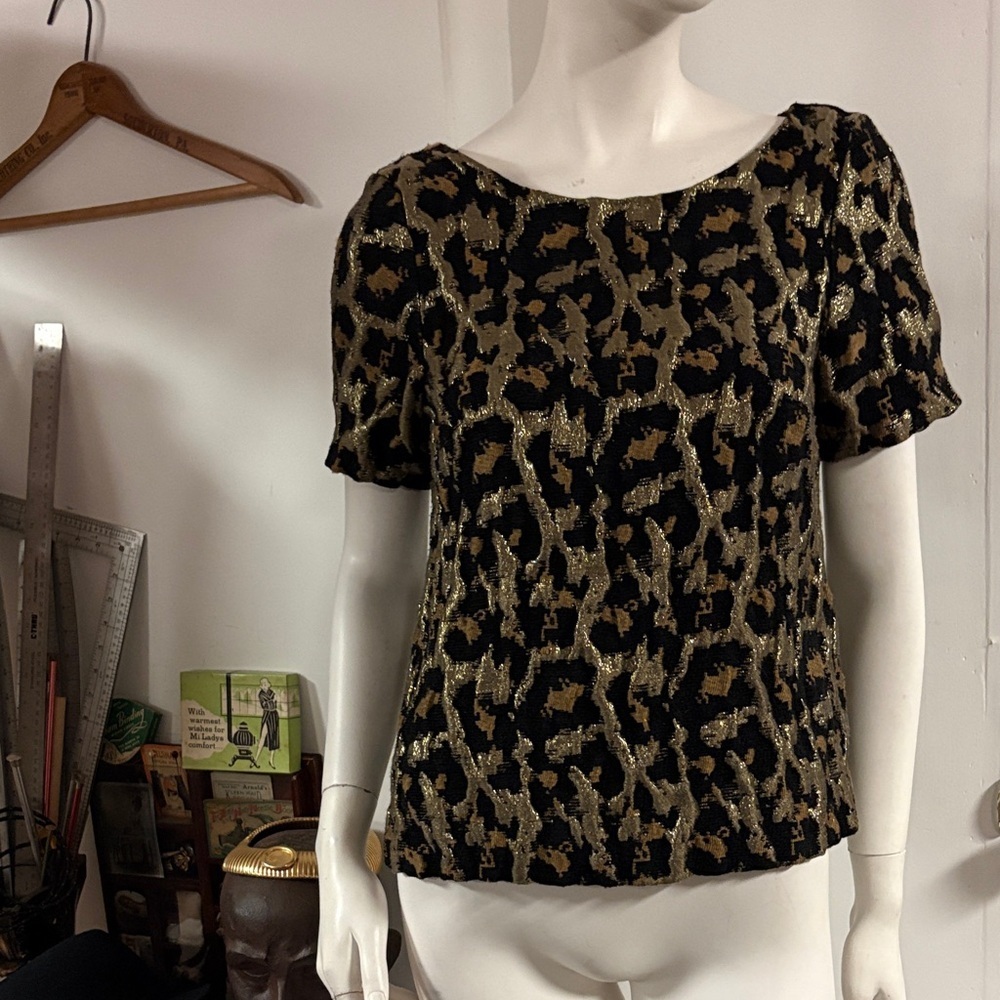 Hutch Black & Gold Animal Print Top
